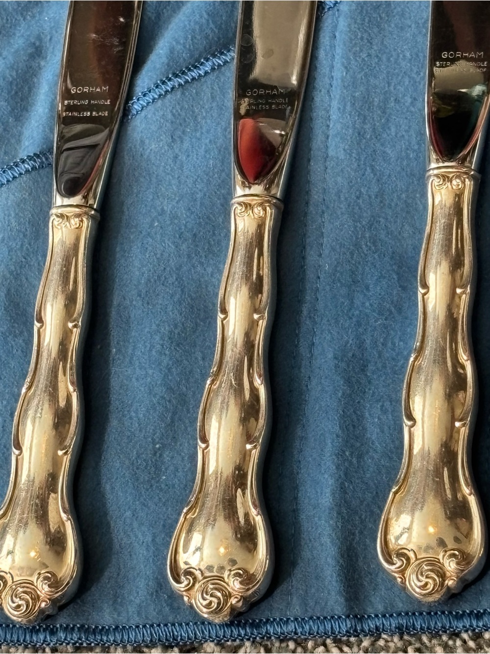 Gorham Rondo Sterling Silver Knife Set 14 Pc Dinner Knives Butter Spreaders - Picture 2 of 5